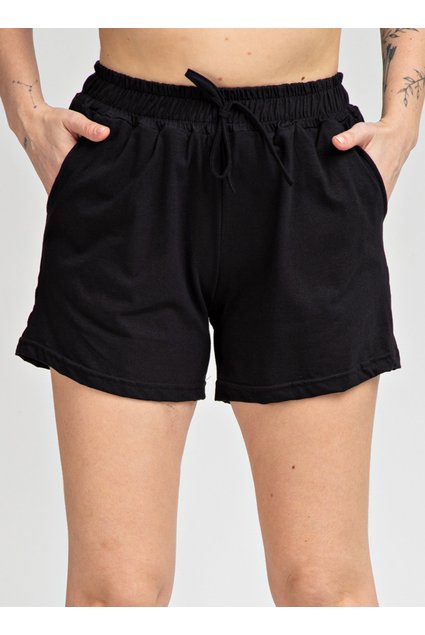 shorts feminino algodao malha premium preto