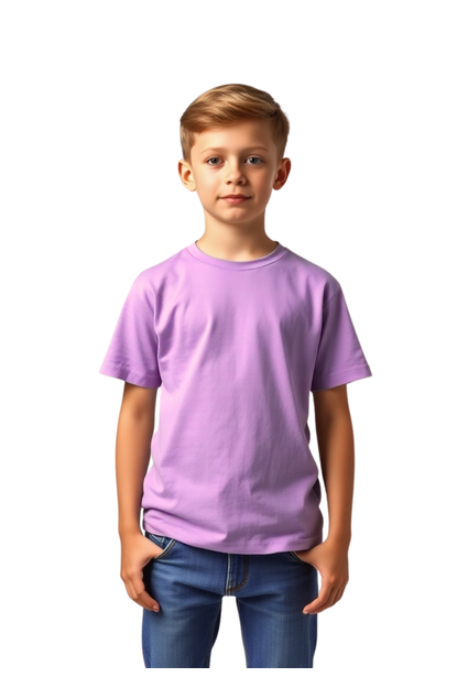 camiseta infantil juvenil algodao basica lisa gola redonda unissex lilas