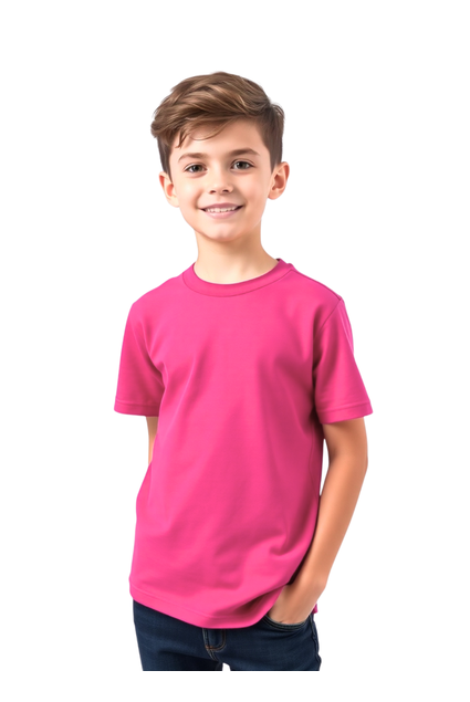 camiseta infantil juvenil algodao basica lisa gola redonda unissex rosa pink