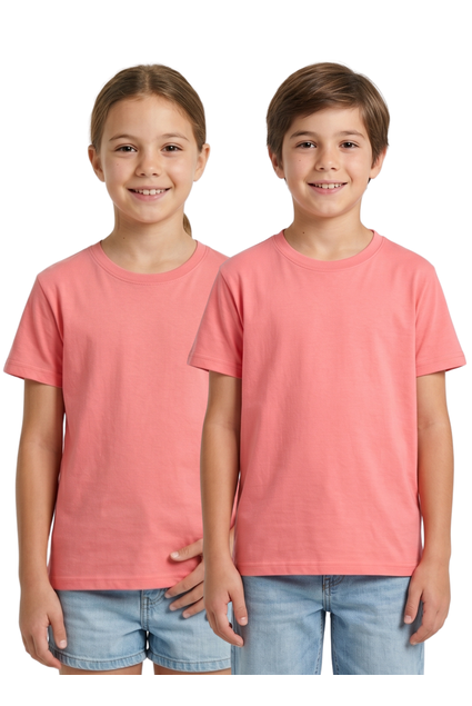 camiseta infantil unissex algodao basica rosa chiclete