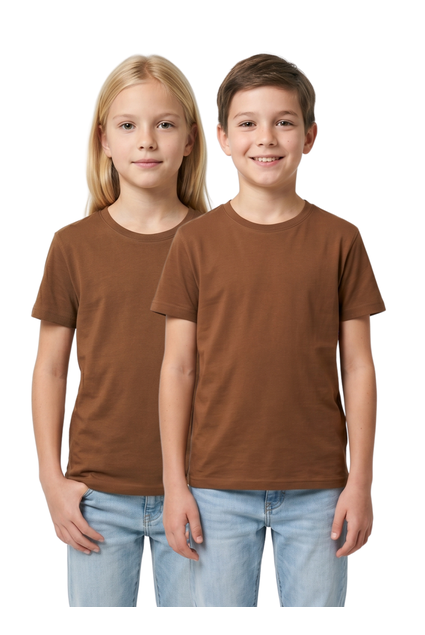 camiseta infantil unissex marrom algodao